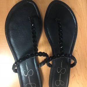 Jessica’s Simpson sparkle black sandals EUC sz 9.5